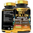Bee Pollen Kapslid täiendus - 7in1 Valem - Kombineerige Propolis, Royal Jelly, Panax ženšenn, Ceylon Cinnamon, Ingver ja Safran - Seedetrakti Tervis, Immune Support - 120 kapslit