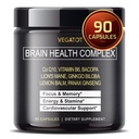 VEGATOT Ajuvõimendaja Aju tervisekompleksi täiendus, mis on kontsentreeritud CoQ-10 VIT B6 Lõvi Mane Ginkgo Biloba Sidrun Balm Ginseng - fookusmälu energia