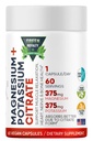 Magneesiumtsitraat + Kaalium 60 Premium Vegan Kapslid (tsitraat 375 mg) + (375 mg Kaalium) Mitte-GMO, Gluteenivaba - Kõrge imendumise täiendus valmistatud USAs