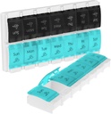 Vive Pill Organizer 2 korda päevas - nädalas suur Am Pm Pill Box 7 päeva - Päeva ja öö Ravimid Dispenser vitamiini, toidulisandeid, kalaõli - Travel Pill Case Artriit Sõbralik Push Button