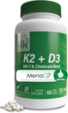 Tervis Thru Toitumine K2 + D3 Kompleks | K2 100mcg MenaQ7 Menakinoon 7 MK7 & D3 1000iu | 3. osapool Testitud | Mitte-GMO (pakk 60)