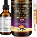 Orgaaniline piimaohakas ekstrakt Vedelik Maksa puhastamiseks Detox & Remont, Silimariini Piimaohaka tilgad Lisa Dandelion & Artišokk Maksatoetus, Vegan, Alkoholivaba, 2 FL OZ