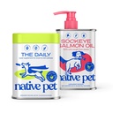 Native Pet Daily Dog Supplement (30 Scoops) & Lõheõli koertele ja kassidele (8 Oz) - 11 in 1 multivitamiini ja puhas omega-3 kalaõli täiendus nahale ja karvadele, liigestele, südame tervisele ja põletikuvastasele