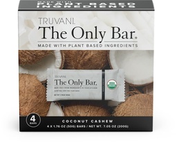 Truvani taimepõhised snack baarid | Coconut Cashew 4 Pack | 5g valk | USDA orgaaniline ja vegan | Ainus baar | Piima-, soja- ja gluteenivaba | Individuaalselt pakitud