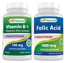 Parimad looduslikud B1-vitamiin kui tiamiinmononitraat 100 mg ja foolhape 1000 mcg