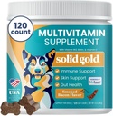 Tahked kuldkoerad Multivitamiinid - Pehme koera vitamiinid ja toidulisandid närib - All-in-One Heart, Immune, Aju, Nahk, Coat & Soolestiku Tervisetoetus w / Vitamiin C, B12, Probiootikumid Ja Antioksüdandid - Bacon Flavor 120ct