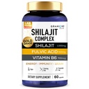 Granions Pure Shilajit meeste kapslid - Fulvic Acid Supplement, 1000mg Himalayan Shilajit koos vitamiiniga B6 - Ultra Energy, Vitality & Brain Support meestele ja naistele täiendused - 60 kapslit
