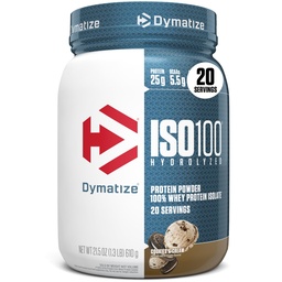 Dümatiseerida ISO100 vadakuvalgu isolaat, küpsised ja koor, 25 g valku, 5,5 g BCAA-sid, vähem kui 120 Cal., Gluteenivaba, 1 g rasva, 1 g suhkrut, 2 g süsivesikut (20 portsjonit)