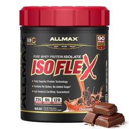 ALLMAX ISOFLEX Pure Whey Isolate Protein Powder - Gluten Free, Low Lactose, Sugar-Free - High-Protein, Clean, Keto-Friendly for Pre Post Workout Supplement for Women and Men | Chocolate, 1lb