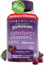 Viva Naturals Orgaaniline Sambucus Elderberry Gummies täiskasvanutele (120 krahv) - 3in1 Black Elderberry C-vitamiin ja tsink Immune Support Gummies, näritavad Elderberry Supplements, Tsink Immunity Gummies