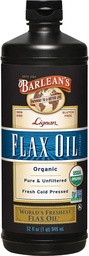 Barlean orgaaniline Lignan Omega 3 linaseemneõli Vedel lisand meestele ja naistele, külmpressitud linaseemned, 7230mg ALA rasvhape, vegan ja gluteenivaba, 32 oz