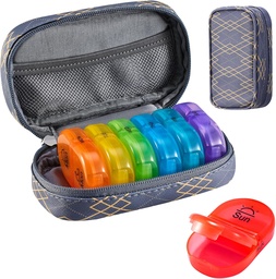 Serfeymi Weekly Travel Pill Korraldaja 2 korda päevas PM Täiustatud Vikerkaar Pill Box 7 päeva kaasaskantav Zipper PU Nahk pillid juhul, meditsiin Korraldaja pillid, vitamiinid, kalaõlid - read 01