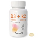 d3 k2 Vitamiin 10000 iu, 180 kookosõli softgels | 2 in 1 Vitamiinid Täiendus D3 10000 IU & K2 (MK7) 200 mcg, lihtne neelata, toetab kaltsiumi imendumist, luu immuunsust ja südame tervist