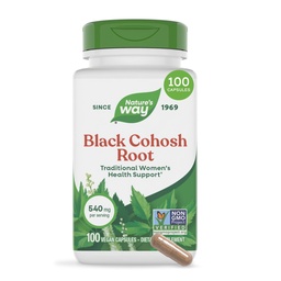 Nature's Way Black Cohoshi juur, traditsiooniline naiste tervise tugi *, 540 mg ühe serveerimise kohta, mitte-GMO projekt kontrollitud, 100 kapslit