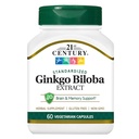 21st Century Ginkgo Biloba Extract Veg Capsules, 60 Count