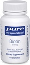 Puhas kapseldamine Biotiin 8 mg - B-vitamiini lisand stressi leevendamiseks, juuste, naha ja küünte tugevdamiseks, ainevahetuseks, süsivesikute toetamiseks ja närvisüsteemiks * - Premium Biotin - 60 kapsliga