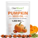 Pumpkin Seed Oil with Saw Palmetto 2-in-1 Formula 300 Softgels, Cold Pressed, Pure Virgin Oil, Supports Hair, Urinary, Bladder & Prostate Health, Non-GMO
