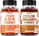 ADK Gummies Vitamiin D3 K2 (60 Gummies) - täiendus D & K - 10 Vegan Supplement - Tseiloni kaneel (60 kapslit) Seedimine Üldine heaolu toetus - Tseiloni toidulisandid - Vegan & Valmistatud USA-s