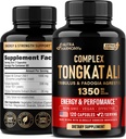 Tongkat Ali Men 1350mg kompleks - Fadogia Agrestis | Tribulus terrestris - energia, tugevus ja jõudluse tugi - ekstra tugevus 200: 1 Väljavõte - 3. osapool Testitud, valmistatud USAs - 120 kapslit / 2 kuud