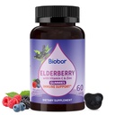 Natural Black Elderberry Gummies 150mg, Elderberry Fruit Extract vitamiin C ja tsink, Herbal ElderCraft® Gummies Daily Immune Support lastele ja täiskasvanutele, 60 Count