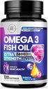 Omega 3 kalaõli täiendused 2400mg - kolmekordne tugevus Omega 3 rasvhapped, looduslik südame tervise aju ja ühine tugi - rasvhapped EPA & DHA - Wild Caught Fish Oil Supplement - 120 Softgels