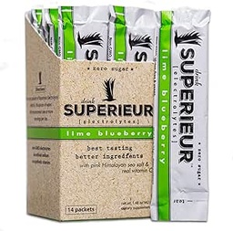 Superieur Electrolyte Powder Packets - Vegan Elektrolüütide Hüdratsioon Pulber w / Mere Mineraalid - Keto Sõbralik, Mitte-GMO, Zero Suhkru Elektrolüüt Täiendus Tervislik Sport Jook - Lime Blueberry (14 Pakendid)