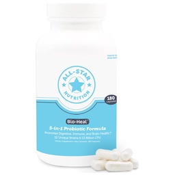 5-in-1 Bio-Heal® probiootilised kapslid lastele, meestele ja naistele - parim ajufunktsiooni, soolestiku tervise ja kõhukinnisuse täiendus - riiulil stabiilne ja rikastatud vitamiinide, mineraalide ja prebiootikumidega
