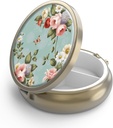 Pill Case Box koos Peegel Retro 3 Kompartment Väike pillid juhul rahakoti või tasku pronksi Väike Roud Pill Box või vitamiinid, kalaõli, toidulisandeid, Pill Sisaldab Reisikingitusi() Retro Green Floral