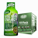 Vitamin Energy Focus+ Extra Strength Energy Shot Grape 48 Pack, 260mg Natural Caffeine, B-Vitamins, CoQ10, Amino Acids, Focus, Productivity & Clarity, Zero Sugar, Gluten-Free, 1.93 fl oz