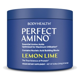 BodyHealth PerfectAmino Powder - BCAA ja EAA Pulber Pre ja Post Workout - Aminohappe energiajook meestele ja naistele, et toetada Lean lihaseid ja taastumist - Sidrunlubja - 30 serveerimist