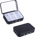 2Pack Pill Box 3 Kompartment Pill Case, Portable Metal Travel Pill Box koos peegliga meditsiin, vitamiinid, kalaõli ja toidulisandeid, Portable Pill Box tasku või rahakott (must)