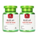 2 Pudelid Antarktika krillõli 1000 mg Omega-3s EPA, DHA, Astaksantiin ja Fosfolipiidid 60 Softgels Täiendus No Fishy Järelmaitse liigese, südame, aju ja immuunsus - 120 Softgels