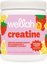Wellah Kreatiin naistele - kreatiini monohüdraat Dandelion & Cranberry ekstraktiga (50 serveerimist, maasika limonaadi)