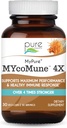 MYcoMune 4X Organic Mushroom Supplement - Reishi, Lion's Mane, Cordyceps, Chaga, Shiitake, Maitake for Immune System, Combat Stress, Build Energy by Pure Essence - 30 Caps