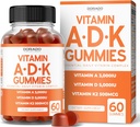 ADK Gummies Vitamiin D3 K2 (60 Suhkruvaba Gummies) Vitamiin D3 K2 10000iu/ 5000iu - täiendus D & K - 10 Vegan Supplement - Maitsev Vaarika Maitse - Non GMO & USA Made - 60 Count