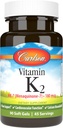 Carlson - vitamiin K2 MK-7 (menakinoon), 180 mcg, luu tugi, kaltsiumi biosaadavus, K2 vitamiin, K-2, 90 Softgels