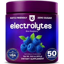 Keppi Electrolytes Powder – Blue Raspberry 50 Servings – Zero Sugar Electrolytes with Potassium, Magnesium & Sodium – Clean Electrolyte Powder - Fasting & Keto Friendly - Hydration & Daily Energy