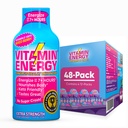 Vitamin Energy Vitamin D Extra Strength Energy Shot Mixed Berry 48 Pack, 260mg Natural Caffeine, B-Complex, Vitamin D, Wellness Support, Keto, Zero Sugar, Gluten-Free Vegan Kosher, 1.93 fl oz