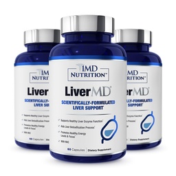 1MD Nutrition 1MD LiverMD - Liver Support Supplement | Siliphos Milk Thistle Extract - Highly Bioavailable, for Liver Support | 180 Capsules (3-Pack)