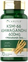 Carlyle KSM- 66 Ashwagandha kapslid 600mg | 70 Count | melatoniiniga 5mg | potentne kompleks | Mitte-GMO, Gluteenivaba