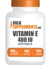BulkSupplements.com Vitamiin E 400 IU Softgels - Vitamiin E Supplement, nagu D-Alfa-tokoferool, Antioksüdandid - Gluteenivaba, 1 Softgel per Serving, 180 loend (pakk 1)
