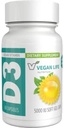 Vegan Life Nutrition - D3-vitamiini igapäevased kapslid täiskasvanutele (5000 RÜ) - gluteenivaba, mitte-GMO, toetab luude tervist ja immuunsüsteemi - 60 kapslit