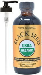 PRIME NATURAL Organic Black Seed Oil 16oz - külmpressitud rafineerimata kõrge tümokinoon 1,7% USDA sertifitseeritud - Türgi päritolu Potent Nigella Sativa Vequid - Vegan Omega 3 6 9, Antioksüdant