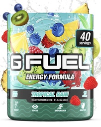 Gamma Labs G Fuel Tropical Rain Energy Drink Powder, Pre Workout Caffeine Mix for Gaming, Sugar Free Focus Amino, Vitamin + Antioxidants, 9.8oz Fruit Medley, 40 Servings