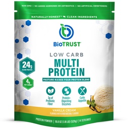 BioTrust Low Carb Protein Pulber – looduslik ja maitsev vadak & kaseiinsegu rohusöödetud hormoonivabadest lehmadest – Mitte GMO, Sojavaba, Gluteenivaba, hormoonivaba (Vanilla)