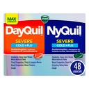 VICKS DayQuil & NyQuil SEVERE Co-Pack, Külma ja gripi meditsiin, võimas peavalu leevendamine, palavik, valulik kurk, väikesed valud, ummikud, siinusrõhk, kleepuv nina ja köha, 48 vedelikku