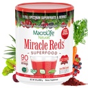 MacroLife Naturals Miracle Reds Superfood Supplement Pulber Antioksüdandid Polüfenoolid Ensüümid Probiootikumid - Toores Mitte-GMO Organic Vegan Gluten & Dairy Free - 30oz (90 Servings) 30oz