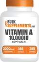 BulkSupplements.com Vitamiin A 10000 IU Softgels - retinüülpalmitaadina, A-vitamiini täiendus - silma ja immuunsuse toetamiseks, gluteenivaba, 1 softgel ühe serveerimise kohta, 365 loend (pakk 1)