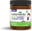 Wellements Organic Children's Elderberry Gummy | Daily Kids Immune Support Gummies *, valmistatud C-vitamiini ja tsingiga, USDA sertifitseeritud orgaaniline, kunstlike värvideta | 2 aastat +, 60 loend
