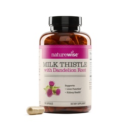 NatureWise Milk Thistle with Dandelion Root - Silymarin - Antioxidant Liver & Kidney Health Support Supplement - Vegan, Non-GMO, Gluten Free - 180 Count[180-Day Supply]